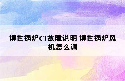 博世锅炉c1故障说明 博世锅炉风机怎么调